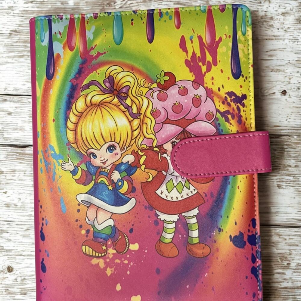 Rainbow Brite & Strawberry Shortcake A5 6 ring binder with matching paper.
